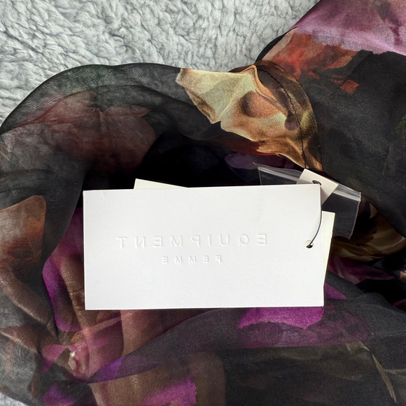 EQUIPMENT Boleyn Button front floral print sheer silk blouse size XL NEW - Picture 12 of 16